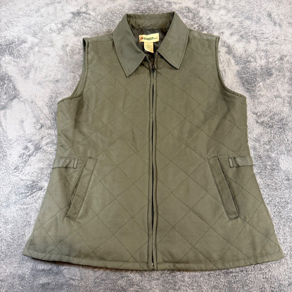 Gander Mountain Mens‎ Small Olive Green Quilted Full Zip Outdoor Vest